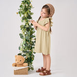 pureborn Toddler Girls Linen Dress Ruffle Halter Sleeveless Casual Summer Dresses Apricot 3T