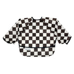 Checkered bib with long sleeves on a white background