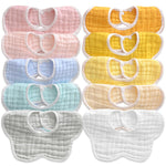EllieHouse Baby Bibs for Girls Boys 10 Pack Drool Teeth Drooling Teething Bibs Muslin Cotton Absorbent Soft for Infant Toddler Essentials