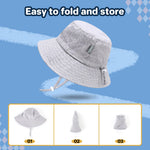 FUOITA UPF 50+ Baby Sun hat Baby Bucket hat with Strings Summer Sun Protection Infant Sun hat for Kids
