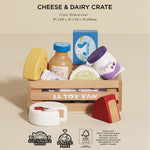 Le Toy Van - Wooden Honeybee Market Cheese & Dairy Crate | Wooden Market Stall Food | Supermarket Pretend Play Shop Food (TV185)