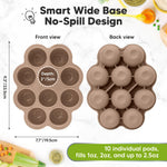 KeaBabies Silicone Baby Food Freezer Tray with Clip-on Lid, 2oz x 10 Pods Baby Food Freezer Molds, Breast Milk Freezer Tray, Dishwasher, Microwave, BPA-Free Baby Food Storage Tray(Chai Latte)