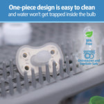 Dr. Brown's Advantage One-Piece Silicone Baby Pacifier, Fully Symmetrical Soother, Dark Gray/Green/Yellow, 6-18m, BPA Free, 3 Pack