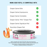 Amazon Brand - Mama Bear Blossoms Scented Diaper Pail Refills for Diaper Genie Pails with Odor Elimination, 1080 Count (4 Packs of 270 Count)