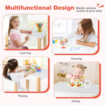 Costzon Kids Table and Chair Set, Toddler Art Table with Paper Roll, Drawer, 2 Marker Pens, Wooden Activity Table, Suitable for Playroom, Nursery, Gift for Boys Girls