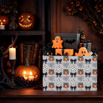 Large Halloween Themed Candy Gift Basket for KidsTrick or Treat Storage Bin Girls Boys Room Décor (Bohemian Bowknot Pumpkin Ghost)