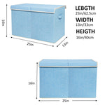 popoly Large Toy Box Chest with Lid, Collapsible Sturdy Toy Bin Storage Organizer Boxes Baskets for Kids, Boys, Girls, Nursery, Playroom, 25"x13" x16" (Linen Blue)