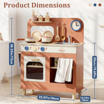 Lehoo Castle Kids Play Kitchen for Toddlers 1-3, Wooden Kitchen Playset Small, Pretend Play Kitchen Toys with Play Food Pots and Pans Accessories