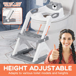 Potty Training Seat, SKYROKU Upgrade Toddler Toilet Seat for Kids, 2in1 Potty Training Toilet, Guard Anti-Slip Pad Step Stool,New Sector-Shape Stabilized Base and Heavier More Reliable (8899 Grey)