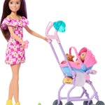 Barbie Skipper Babysitters, Inc. Playset with Brunette Doll, Blonde Baby Doll, Stroller with Removable Car Seat & 7 Accessories