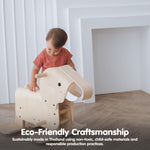 PlanToys® Wooden Walking Elephant Ride-On Toy for Toddlers | Eco-Friendly Montessori Balance & Movement Toy | Develops Coordination, Strength & Confidence