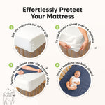 2-Pack Waterproof Crib Mattress Protector Cover Fitted - Quiet Baby Crib Mattress Pad Sheets, 52" x 28" Soft Quilted Cotton Baby Sheet, Machine Washable, Easy Fit, Durable (Pearl Gray/Mavy)