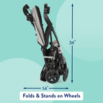 Kolcraft Cloud Plus Lightweight Baby & Toddler Umbrella Stroller with Large Storage Basket and Canopy, Reclining Seat, Child and Parent Trays, Compact Easy Fold for Travel - Slate Gray