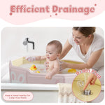 Xynzanic Collapsible Baby Bathtub for Shower, Portable Foldable Toddler Bath Tub with Non-Slip Base, Compact Travel Essentials for Kids & Infants, Easy Storage in Small Spaces, Pink