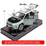 WAKAKAC Model Car 1/32 RAV4 Alloy Diecast Collectible Toy Car with Light and Sound Toy Vehicle Door Can Be Opened for Boys Kids Toddler Gift (Gray)