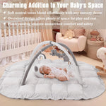 5-in-1 Plush Baby Play Gym & Activity Mat, Baby Play Mats, Baby Gym with Convertible Design, Tummy Time Mat with Pillow, 6 Sensory Toys for Newborn to Toddler, Grey