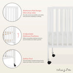 Dream On Me Quinn Full-Size Portable Baby Crib in White, GreenGuard Gold & BSA, Patented Quick Fold System, Adjustable Mattress Support, Heavy-Duty Wheels, Compact Design, Safe Sleep Assurance