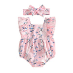 Rtnnsbbfcm Infant Baby Girl Summer Clothes Floral Print Bubble Romper Sleeveless Ruffle Bodysuit Newborn Girls Outfits (Floral Pink, 0-3 Months)