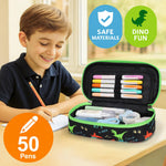 Cambond Pencil Case for Boys - Cute Pencil Case for Kids Large Capacity Pencil Pouch for School, Pencil Cases Only, Black Dinosaur