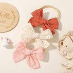 doboi 10PCS Baby Girls Headbands Hair Bows Nylon Linen Hairbands Handmade Hair Accessories for Newborn Infant Toddlers Little Girl and Kids 3.5Inches