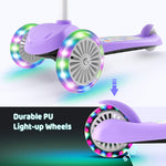 TONBUX Kids Scooter for Ages 3-8, Toddler Scooter with Light-Up Wheels, Adjustable 4-Level Height 3-Wheel Scooters for Kids, Lean-to-Steer Design - Vibrant Purple