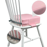 Booster Seat for Kitchen Chair (PU Material),Toddler Booster Seats for Dining Table Portable for Travel Camping Eating Double Safe Straps Non-Slip Bottom (Pink)