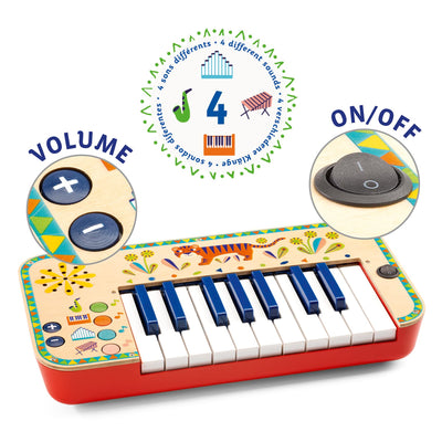 DJECO Animambo Synthesizer - Safe Music Instrument for Kids, Cute Educational Toddler Musical Toy for Motor Skills, Creativity, Imagination & Rythym - Toys for 3+ Years Girls & Boys