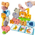 Maaacute Montessori Toys for 1 2 3 Year Old Boys Girls, Toddler Toys Age 2-4, 10 Pack Wooden Animal Blocks Sorting & Stacking Education Toddler Puzzles Toy,1 2 3 Year Old Girl Boy Birthday Gifts