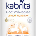 Kabrita goat milk-based junior nutrition powder can on a white background