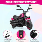 Costzon Toddler Motorcycle, 6V Battery Powered Electric Motorcycle with Detachable Training Wheels, Soft Start, Headlights & Music, Kids Motorcycle Ride on Toy for Toddlers Boys Girls 18+ Months(Pink)