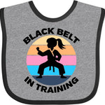 inktastic Girls Karate Black Belt in Training Baby Bib