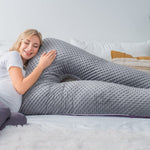 Meiz Pregnancy Pillow, Pregnancy Body Pillow, Pregnancy Pillows for Sleeping, Maternity Pillow for Pregnant Women with Velvet Cover, Grey & Purple
