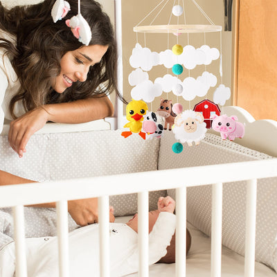 Tudomro Baby Mobile for Crib Woodland Nursery Room Decor Baby Nursery Decor Jungle Animals Crib Mobile Farm Animals Decorations for Boys Girls Gifts