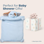Bearington Baby Waggles Tummy Time Mat, 30 x 23 In Blue Puppy Dog Plush Stuffed Animal Baby Play Mat, Blankets for Boys