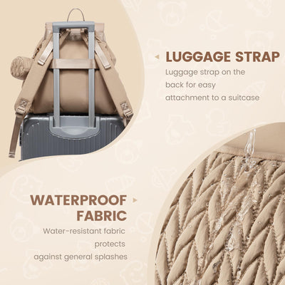 LOVEVOOK Diaper Bag Backpack, Small Baby Bag, Cute Baby Diaper Bag, Stylish Water-Resistant Travel Baby Bag for Mom, Baby Backpack with Changing Pad, Stroller Straps -Khaki