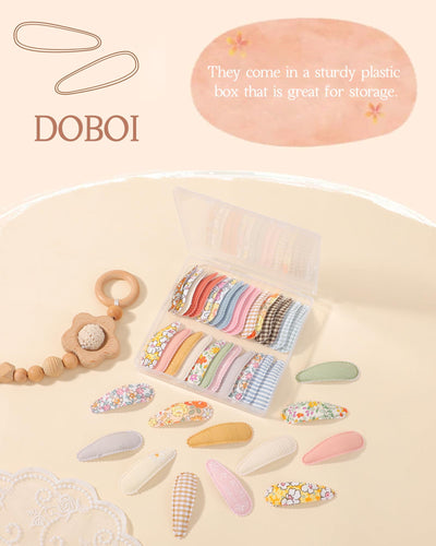 doboi 40Pcs Toddler Hair Clips Hair Barrettes Baby Girls Hair Bows Clips Floral Print Non Slip Snap Hairpins Flower Hair Clips for Girls Kids Toddler Hair Accessories