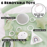 Washable Tummy Time Mat, Baby Play Gym with 6 Featured Toys, Baby Gym for Infant & Toddler, Larger Baby Play Mat, Deluxe Baby Play Mats for Floor, Sensory and Motor Skill Development, Non Slip, Green