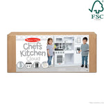 Melissa & Doug Wooden Chef's Kitchen Set for Kids with Play Kitchen Accessories & “Ice” Cube Dispenser, Preschool Learning Toys for Girls & Boys 3+, Cloud White - FSC Certified