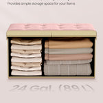 SONGMICS Mazie Collection - 30 Inches Storage Ottoman, Foldable Storage Bench with Flipping Lid, 660 lb Load Capacity, for Entryway, Living Room, Bedroom, Velvet Fabric, Jelly Pink ULSF048SA03