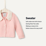 Amazon Essentials x Sofia Grainge Unisex Toddlers' Peter Pan Collar Sweater Jacket, Light Pink, 4T