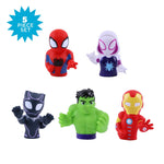 Marvel Spidey & Friends - Plus Avengers - 5 Piece Bath Squirter Bucket Set -Bath Toys for Baby and Toddlers - Includes Organizer Bucket - Store Bath Time Water Toy