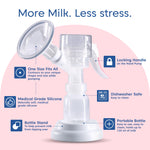 Limerick Love Manual Breast Pump, Easy-to-Use & Portable, Includes ComforTouch Silicone Breast Cup, BPA-Free Bottle with Cap, Silicone Gasket & Stand, Locking Handle for Convenient Storage