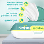 Pampers Baby Wipes Sensitive, Water Based Wipes, Hypoallergenic and Unscented Wipes, 192 Wipes Total (3 Refill Packs)