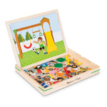 Melissa & Doug Wooden Magnetic Matching Picture Game with 119 Magnets and Scene Cards Magnetic Book Scenes for Kids Ages 3+