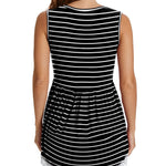 Xpenyo Womens Maternity Tank Top Sleeveless Lace Crochet Trim Peplum Cami Shirts Black White Striped M