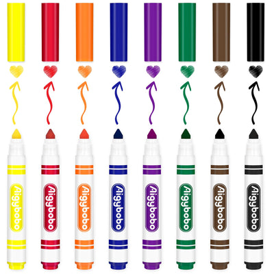 Aigybobo 200 Count Washable Markers Bulk, 8 Assorted Colors, Broad Line Conical Tip Coloring Marker for Kids, Markers Bulk Pack for Classroom, School Art Supplies & Back to School Supplies