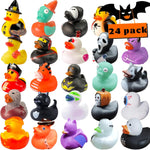 24 PCS Halloween Rubber Ducks, Halloween Ducks for Halloween Goodie Bag Fillers, Rubber Duckies Baby Bath Toys for Halloween Party Favors Decorations, School Classroom Game Prizes