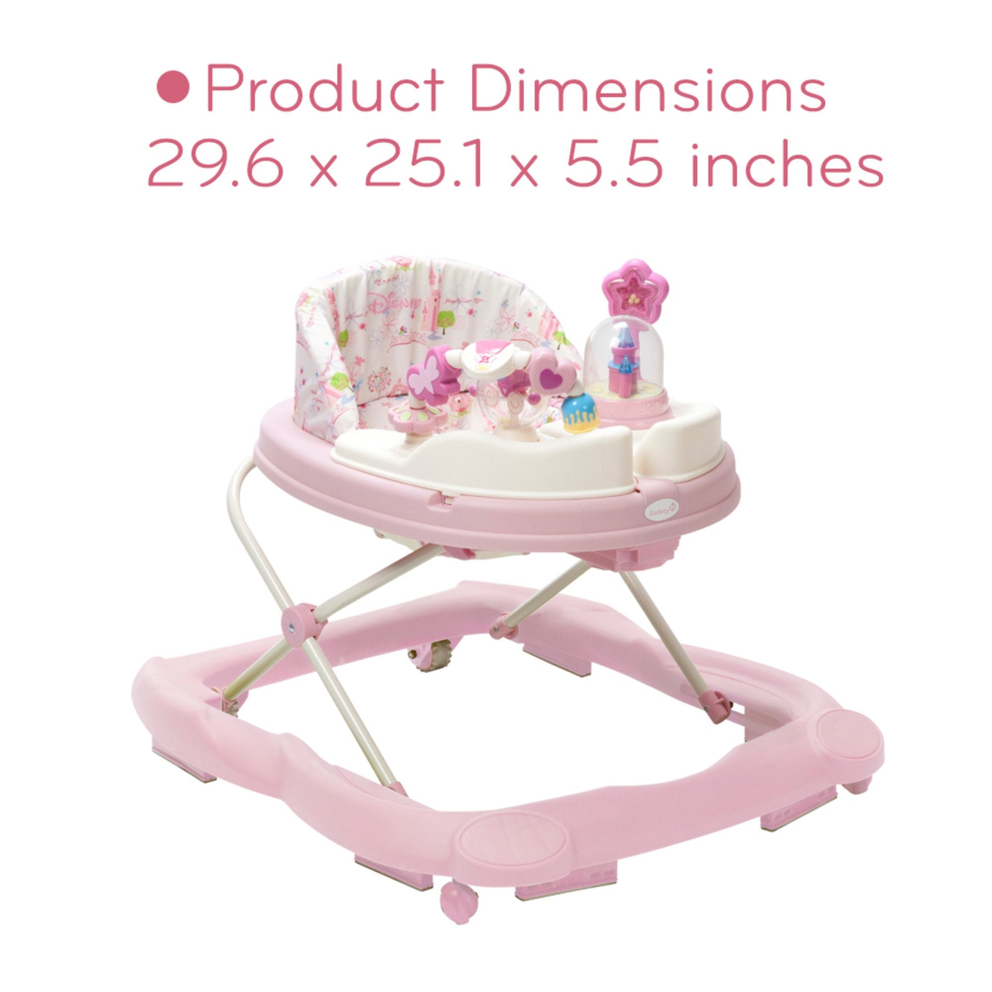 Disney Baby Walker with Wheels, Pink Baby Walkers and Activity Center for Infants
