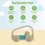 PlanToys® Vroom Car Wooden Push Toy for Toddlers | Eco-Friendly Toddler Push Car for Indoor Play | Montessori Fine Motor Learning Toys for Kids