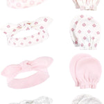 Hudson Baby baby-girls Cotton Headband and Scratch Mitten Set